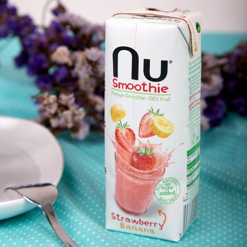 法国原装进口 纳悠水果思慕雪混合果汁(nu)草莓香蕉味 250ml*6包