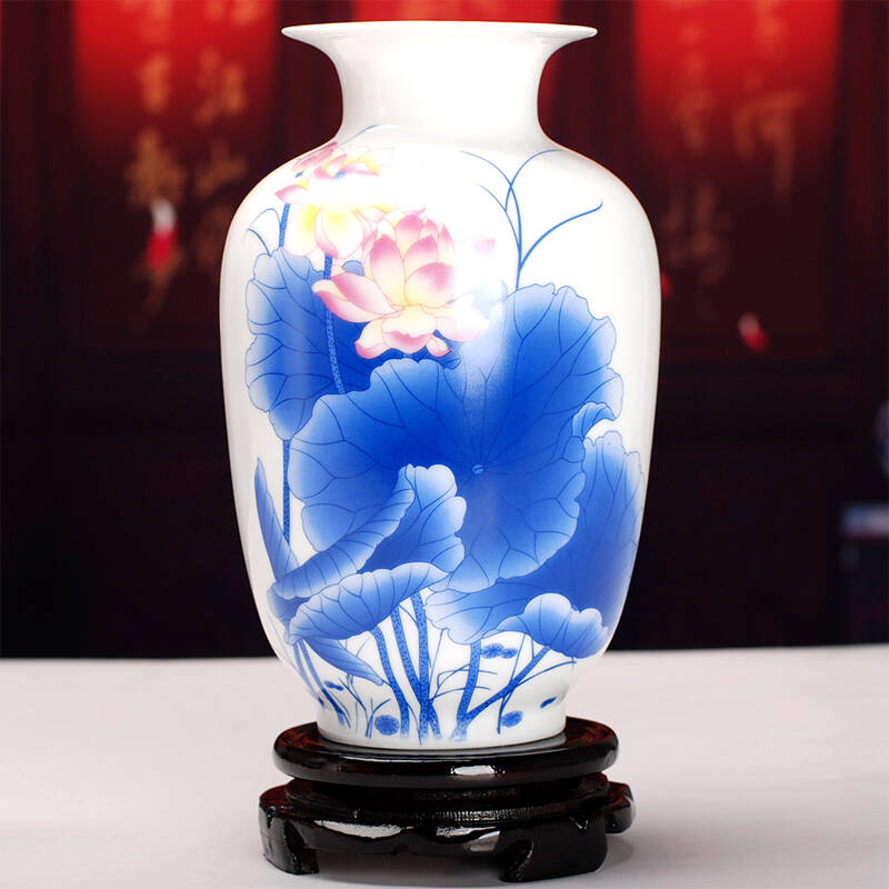 鼎公 景德镇陶瓷器粉彩花瓶 家居摆件 陶瓷工艺品 多款选择 hp013-荷