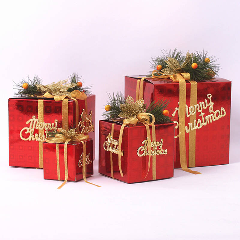 诺琪 圣诞节装饰品 卡纸礼物盒 场景布置礼物包 节庆饰品 银色 25cm0.