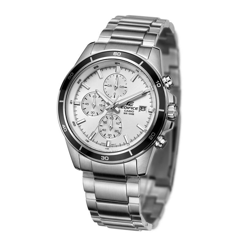 卡西欧(casio)男士手表 休闲商务防水腕表 白盘钢带efr-526d-7a