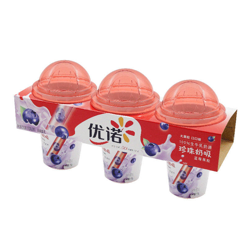 优诺 珍珠奶吸 风味酸乳 蓝莓果粒酸奶 170g*3