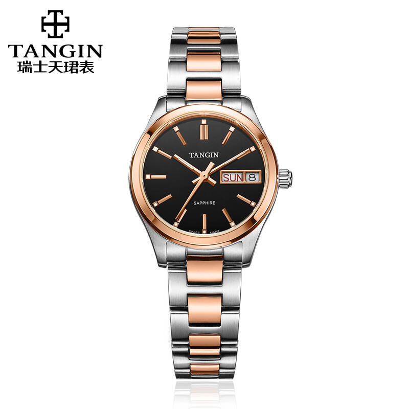 瑞士天珺(tingin)手表 智雅系列经典商务手表钢带日历