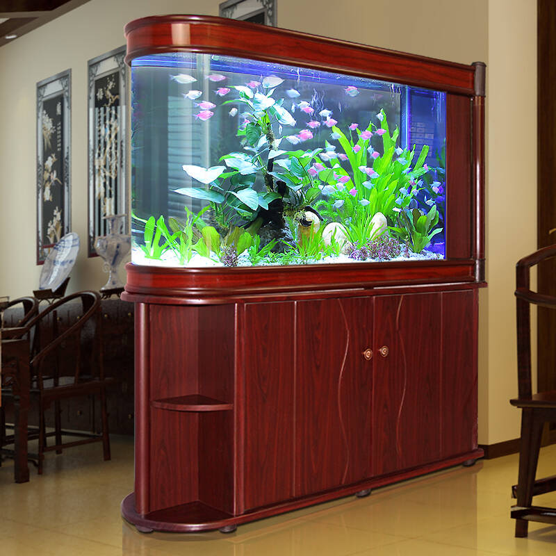 欧庭 鱼缸柜子弹头屏风大型客厅玻璃生态1米金鱼缸1.