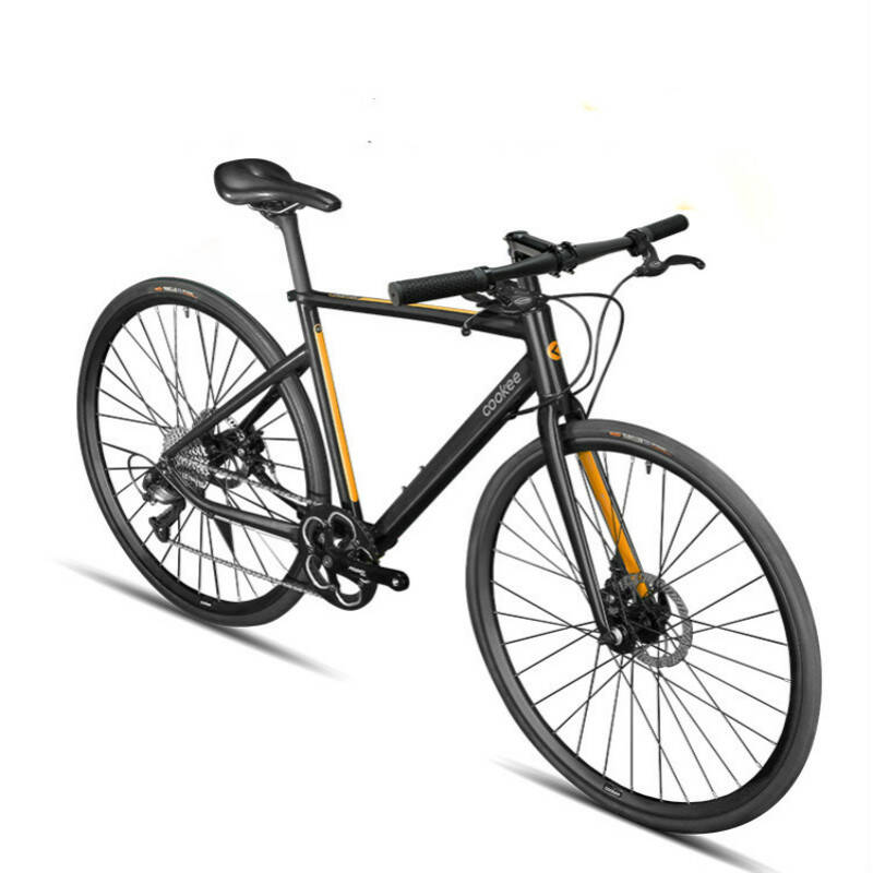 曲奇单车yi(非智能)平把公路车男女变速自行车碳纤质感黑橙变速 黑橙
