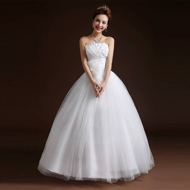 齐地婚纱裙婚纱新娘齐地婚纱女2015夏季婚纱新款婚纱齐地蓬蓬裙a字裙