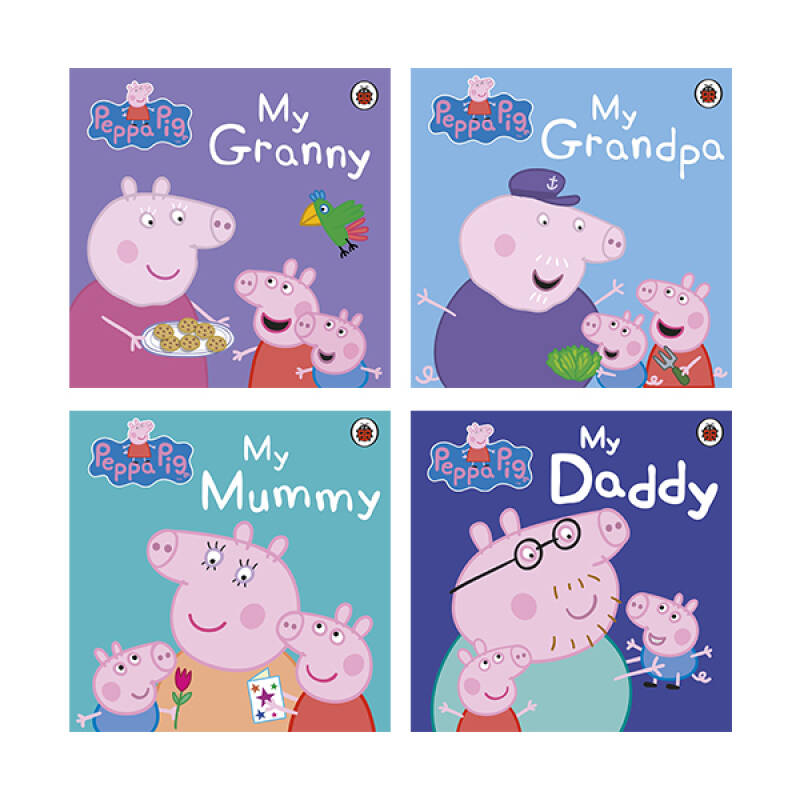 小猪佩奇 英文原版 peppa"s family - rigid slipcase containing 4