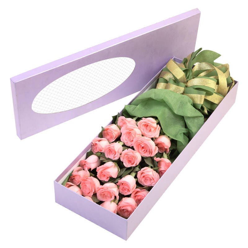 21朵粉玫瑰礼盒 送女友送闺蜜节日生日祝福情人节鲜花