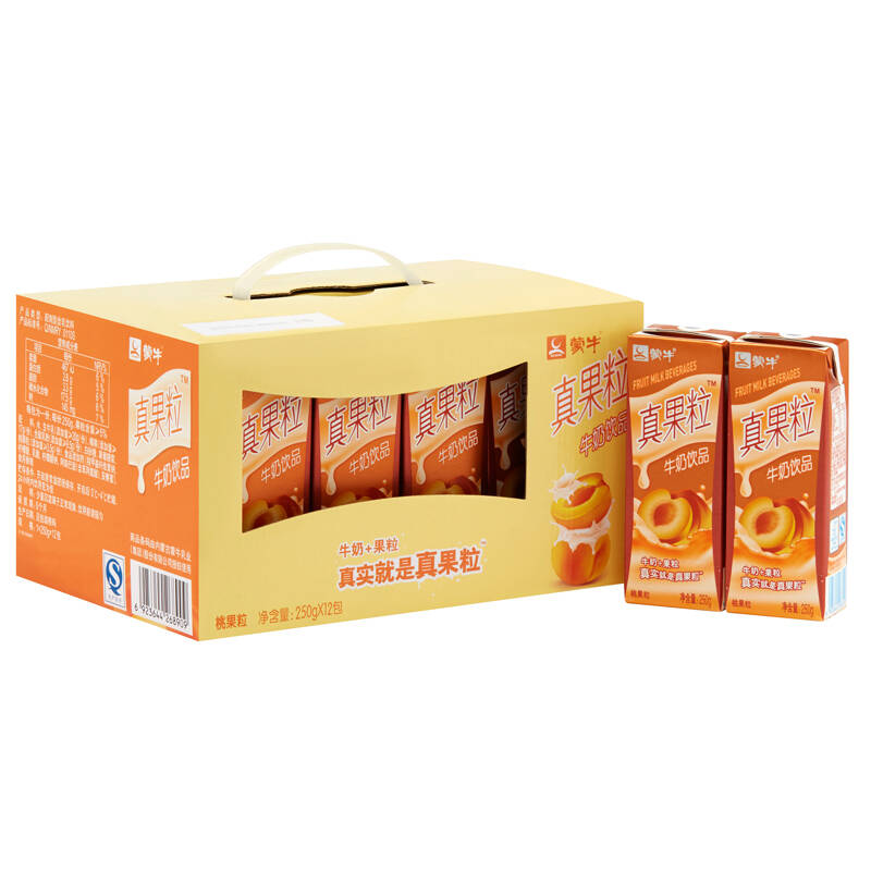 【京东超市】蒙牛 真果粒牛奶饮品(黄桃)250g*12 礼盒装