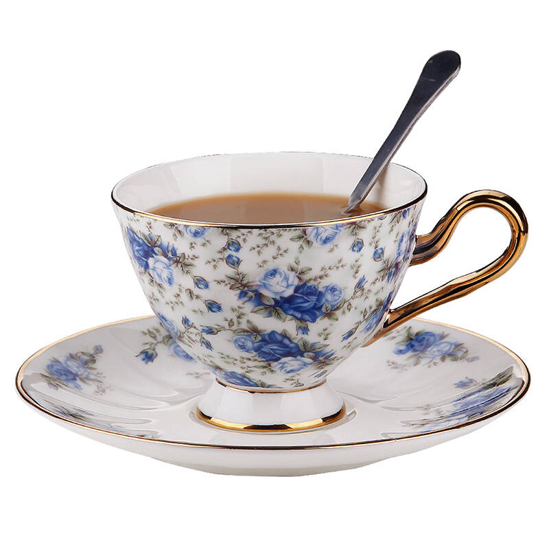 vidsel 高档欧式骨瓷咖啡杯碟勺套装 英式下午红茶茶具3件套 陶瓷咖啡