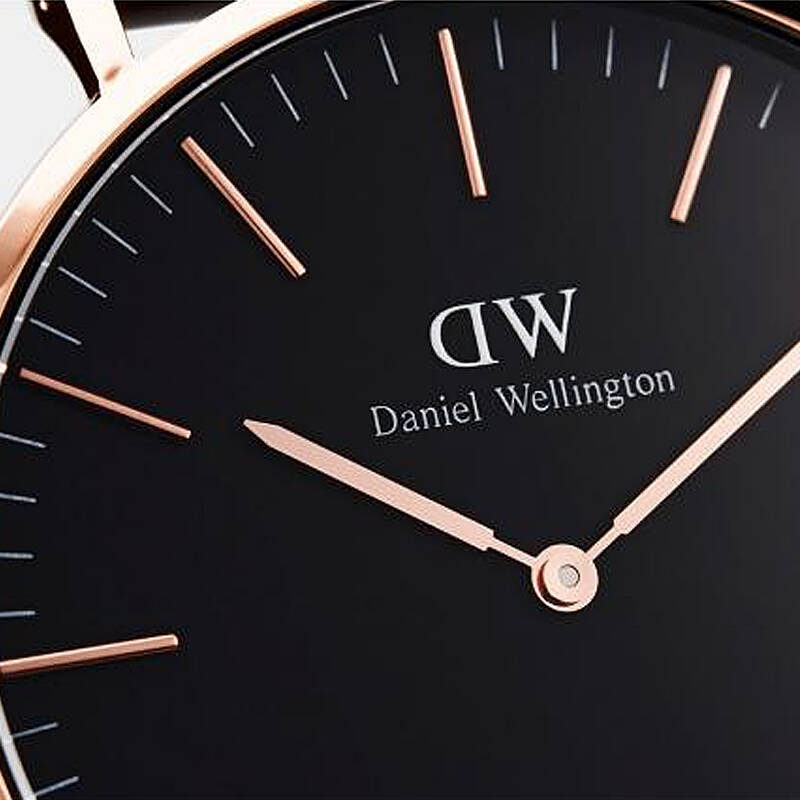 丹尼尔惠灵顿(danielwellington)手表dw男表40mm黑表盘金色边皮带超薄