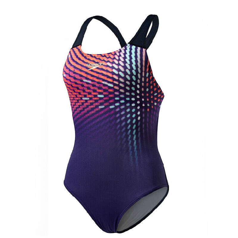 速比涛(speedo) 官方专卖店 彩色印花 时尚简约 女士连体泳衣410252
