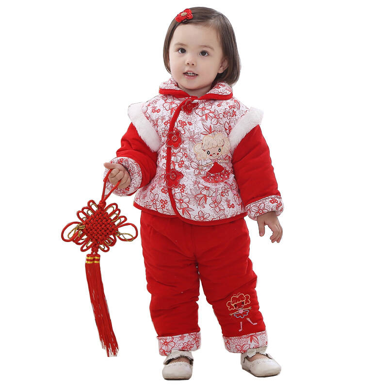 新年婴儿童装唐装宝宝棉衣外套装 女童加厚冬