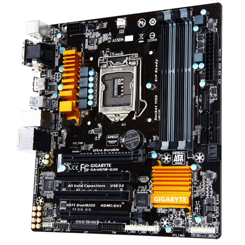 自营 技嘉(gigabyte) h97m-d3h主板 (intel h97/ lga1150)