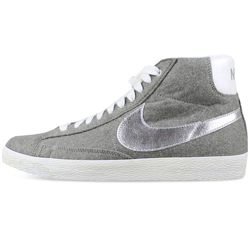nike耐克男鞋高帮开拓者毛绒复古板鞋休闲鞋运动鞋 638322-001 灰色