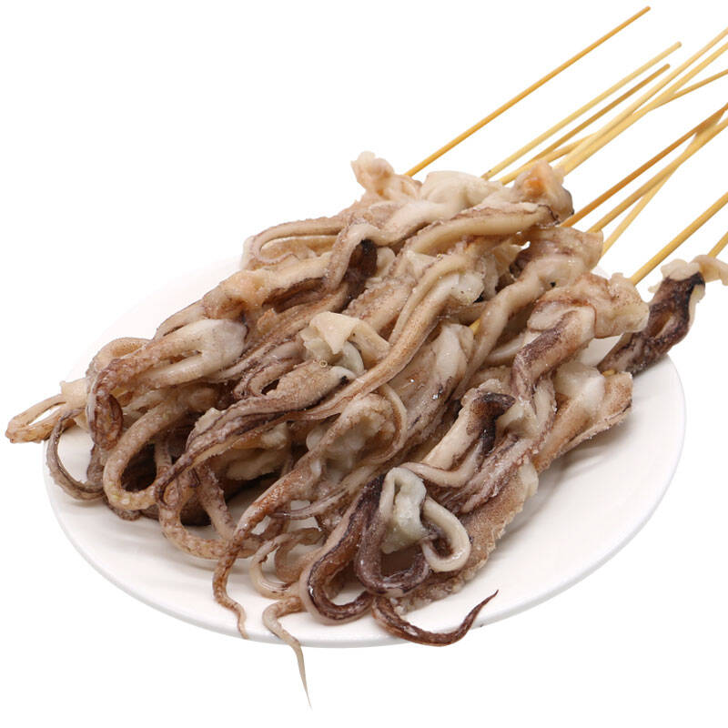 聚福鲜冷冻海鲜 烧烤新鲜鱿鱼须串850g/包20串 烧烤鱿鱼头串 全鱿鱼须