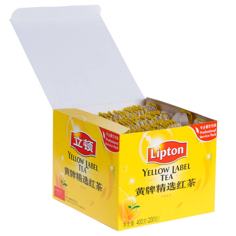 lipton立顿红茶茶包400g黄牌精选斯里兰卡新鲜茶叶袋泡茶200袋盒
