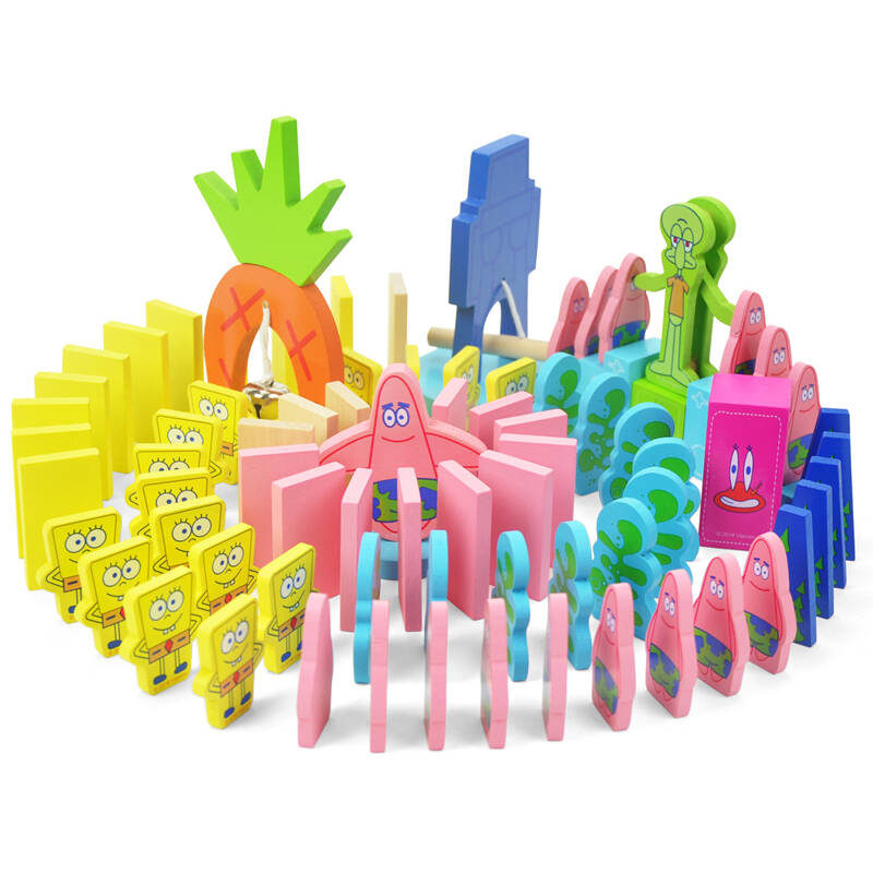 特宝儿 海绵宝宝多米诺 创意情景机关多米诺骨牌 积木