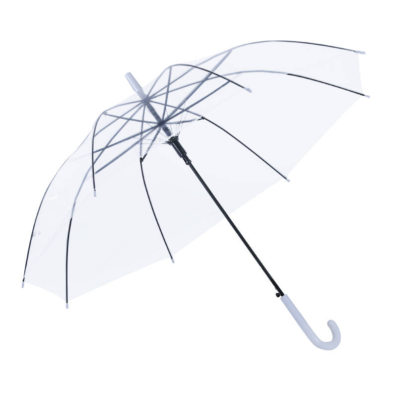 【家装节】长柄透明雨伞加厚黑白配男生女生配大小号情侣伞 白色手柄