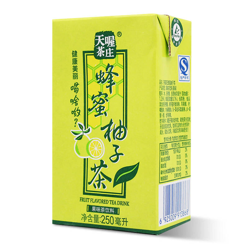 【京东超市】天喔茶庄 蜂蜜柚子茶250ml*16整箱装