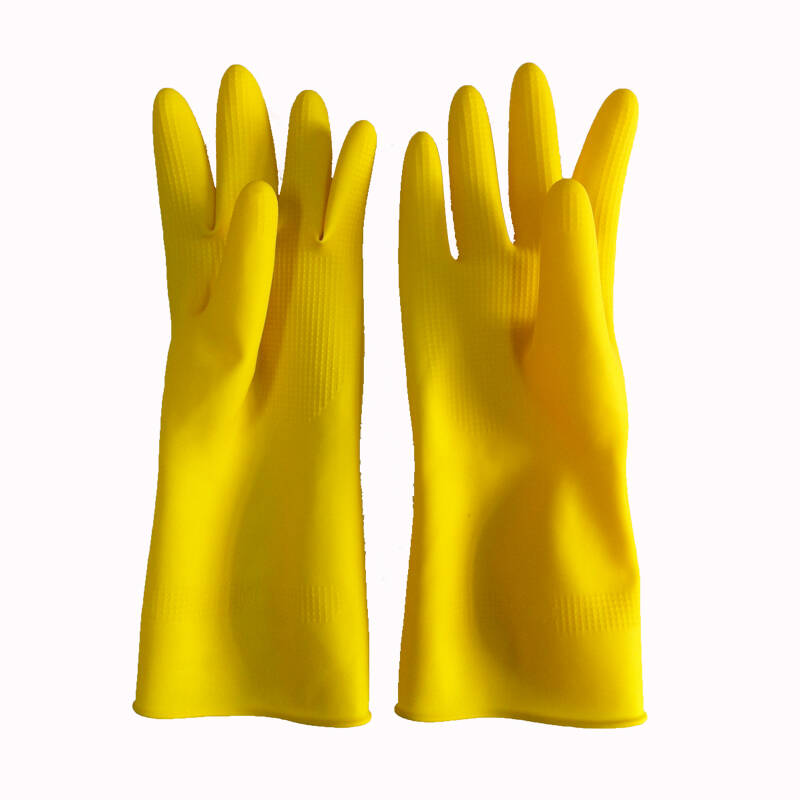 乳胶手套 牛筋工业家用胶手套 保洁手套 黄色 l