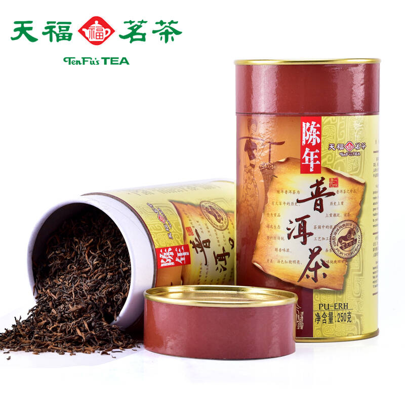 天福茗茶 陈年普洱茶-s7 普洱芽茶 熟茶 250克装