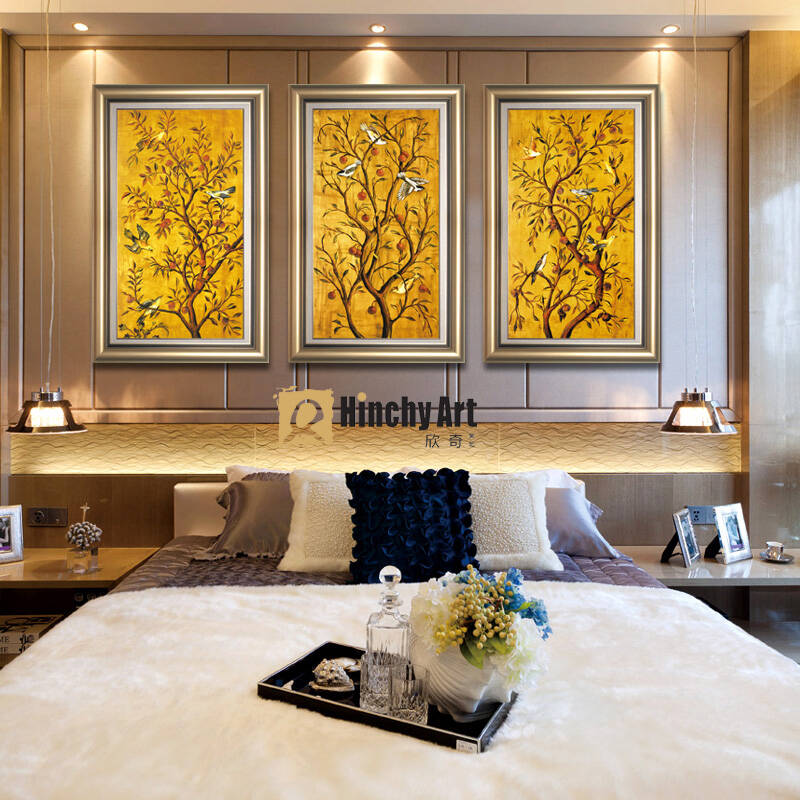 欣奇 客厅装饰画植物花鸟现代简约欧式墙画壁画沙发背景墙画酒店有框