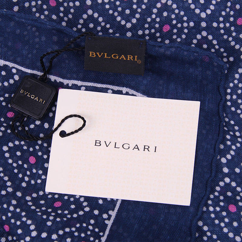 宝格丽bvlgar 女款蓝色方格图案围巾 08900351