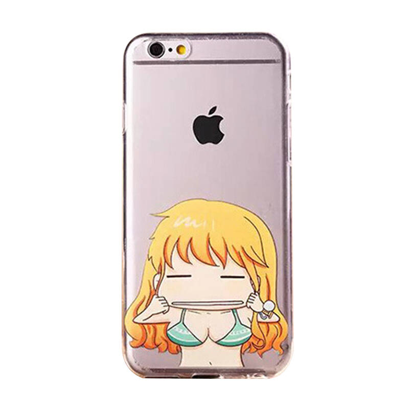 奔肯 贴脸玻璃卡通头像透明手机壳硅胶软壳 适用苹果iphone6 4.