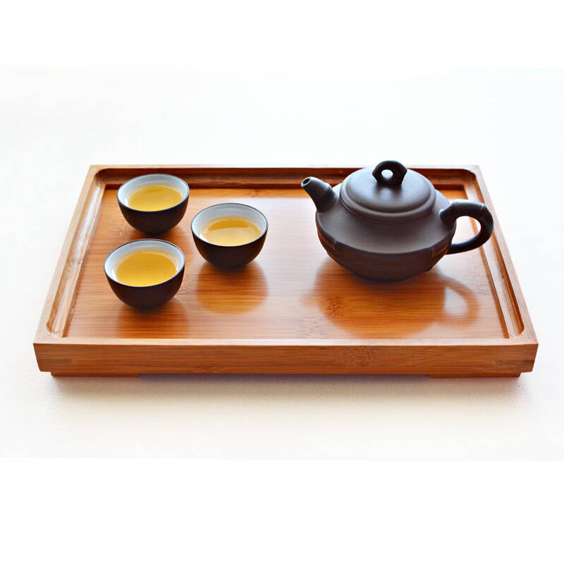 hhfa竹制大号茶盘托盘 水果盘 长方形餐盘 茶具茶杯水杯托盘 原竹木色