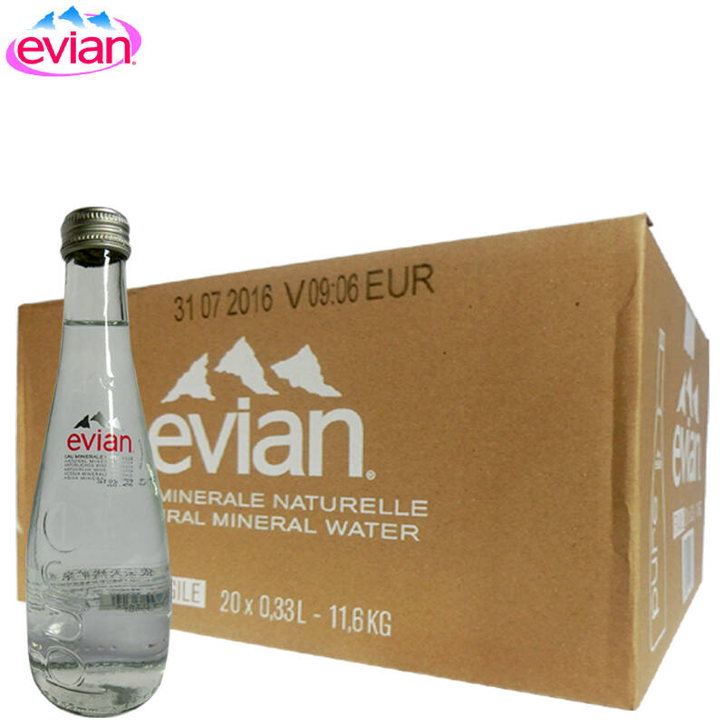 依云evian天然矿泉水玻璃瓶330ml*20瓶/整箱装 依云矿泉水法国进口