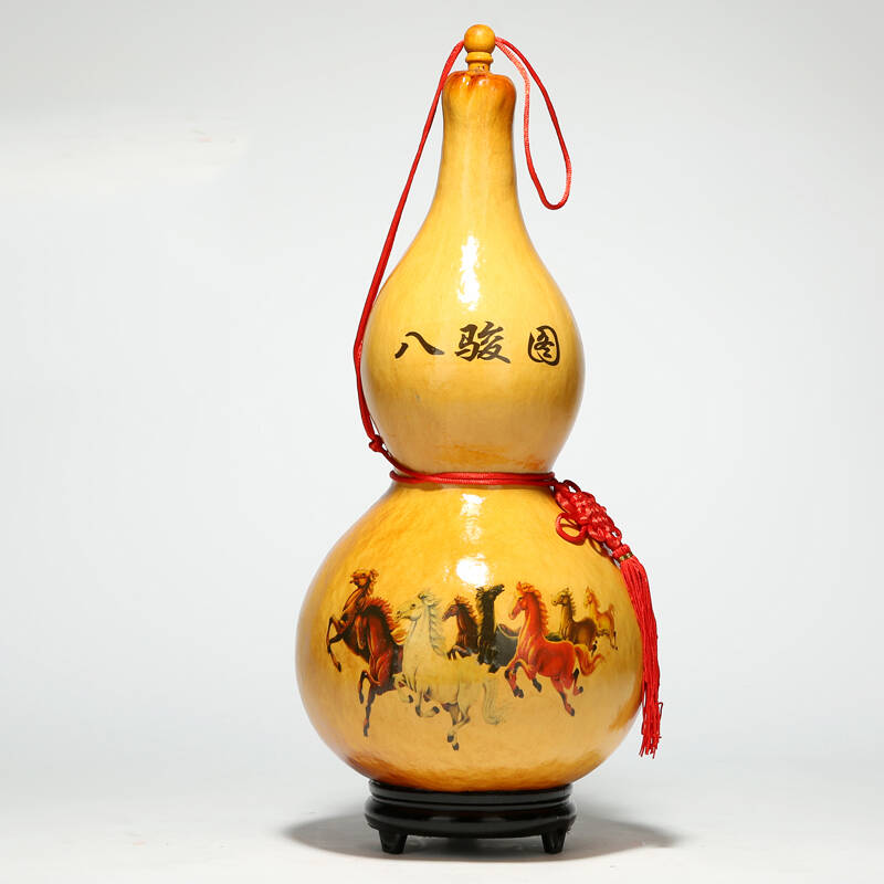 吉善堂 天然大葫芦烫画葫芦 纯手工烙画葫芦梅兰竹菊四季平安0253