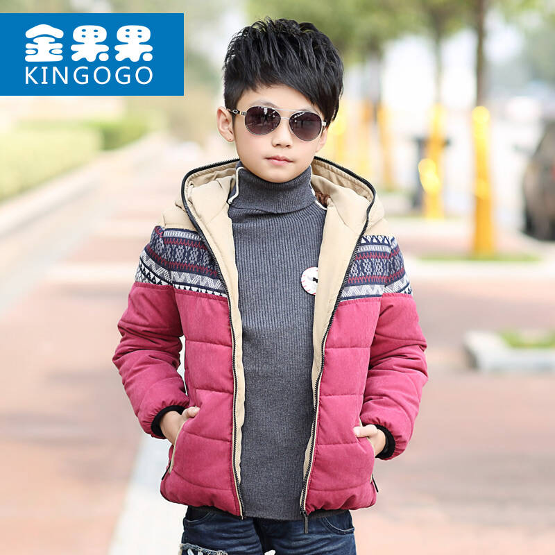 金果果男童棉服 童装2015新款韩版中大童连帽