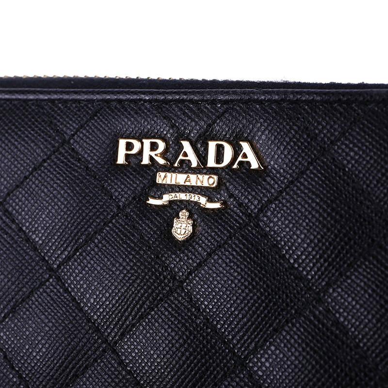 prada 普拉达 女款黑色真皮菱形图案长款钱夹钱包 1m0506 2aei f0002