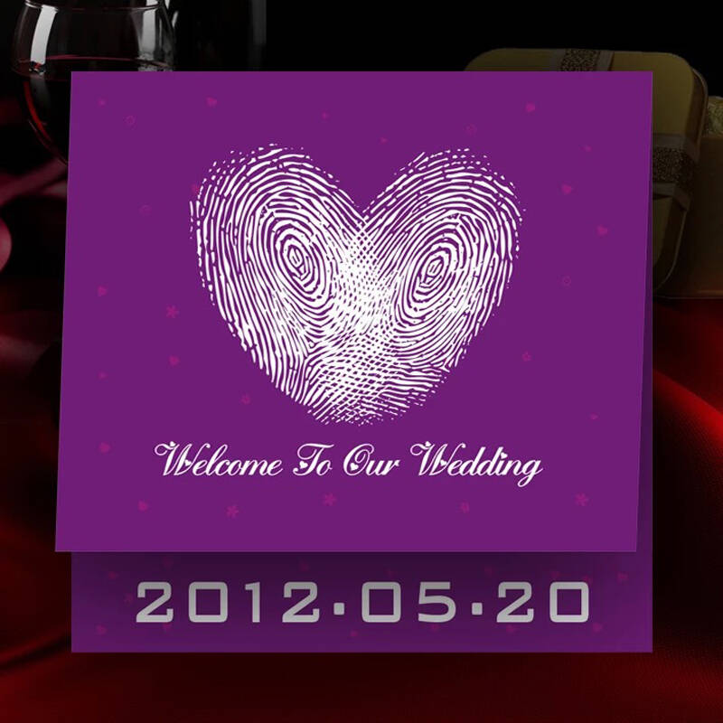 yesido 指纹结婚创意请柬 欧式个性喜帖 创意婚礼用品