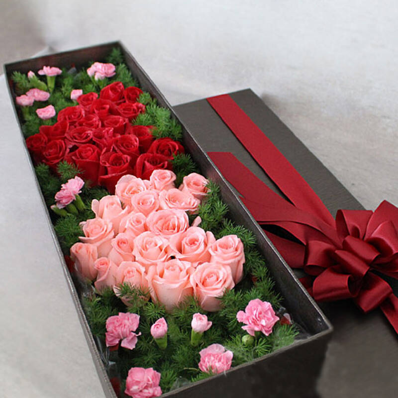 鲜花盒鲜花速递同城鲜花玫瑰花生日礼物 i款-36朵红粉玫瑰 平时配送