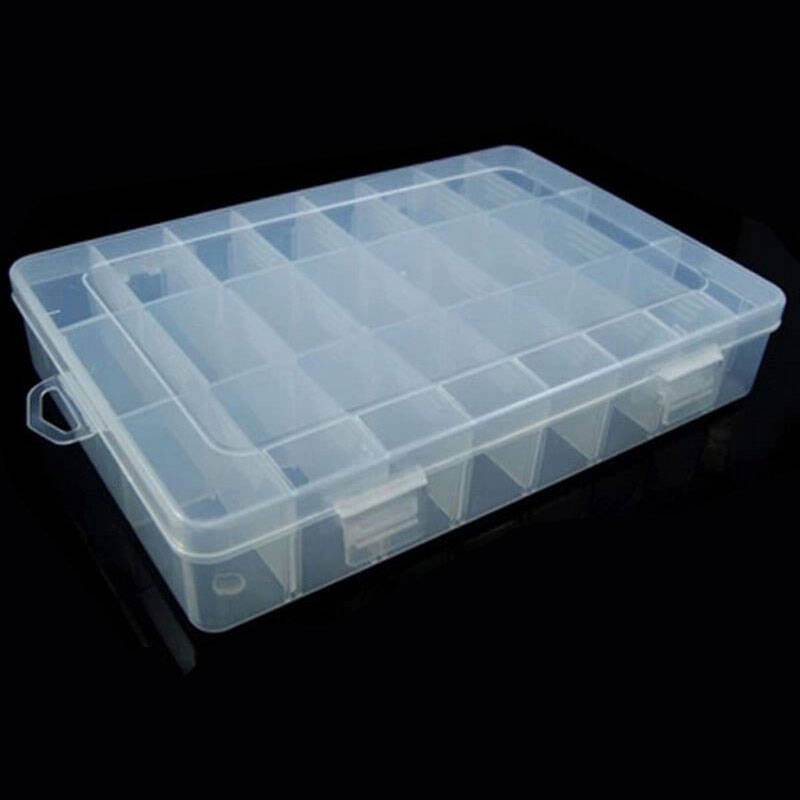 俊艺收纳盒24格15格10格透明塑料盒子长方形收纳盒储物盒饰品盒串珠盒