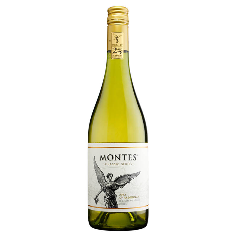 集美原瓶进口红酒 智利蒙特斯经典莎当妮干白葡萄酒750ml