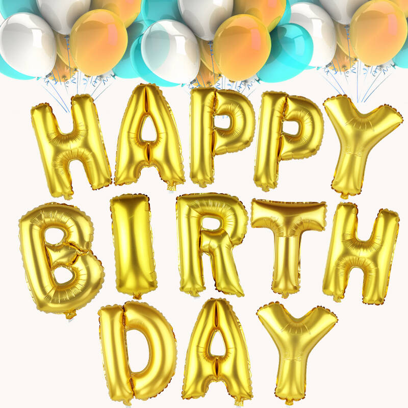 生日快乐派对布置装饰 铝箔气球套餐 happy birthday立体字母铝膜