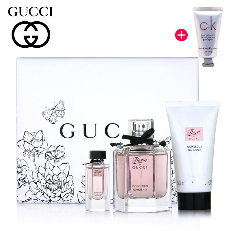 古驰gucci 花之舞栀子花女士香水3件套装(香水50ml/5ml 身体乳50ml)