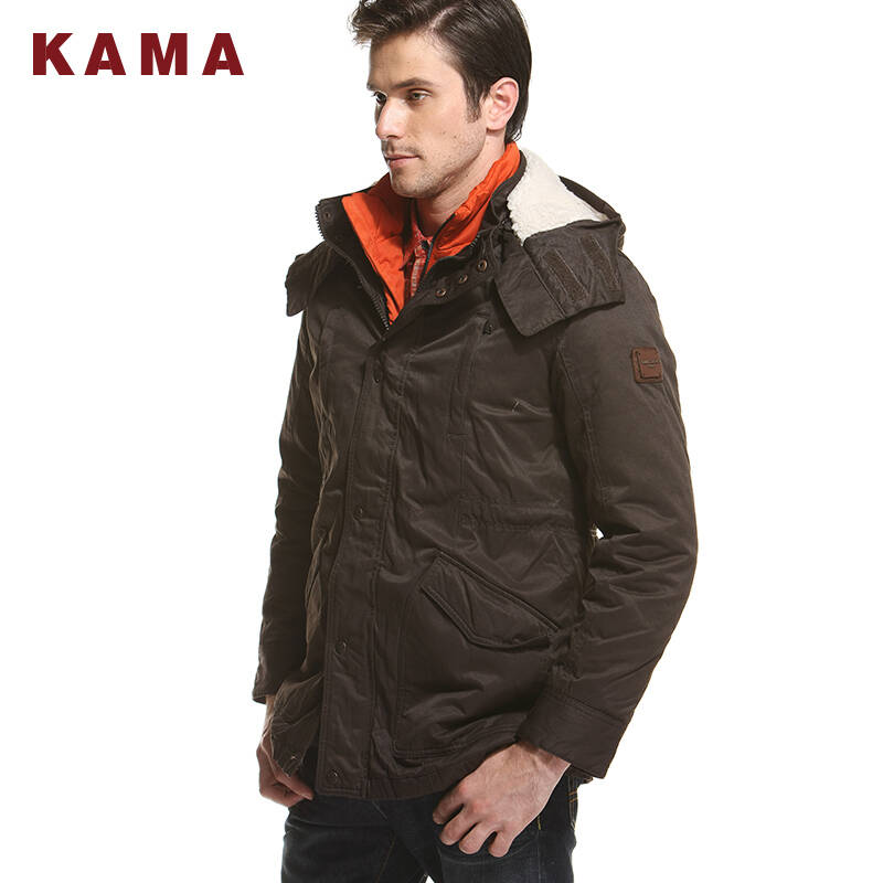 kama 卡玛冬季男装 加厚保暖休闲棉服棉衣男纯色百搭外套 2413712
