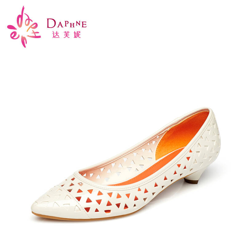 daphne/达芙妮女鞋时尚低跟镂空尖头潮流单鞋1015101007 冬白 34