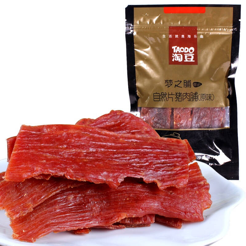 淘豆(taodo)靖江特产 上味自然片猪肉脯 100g 自营