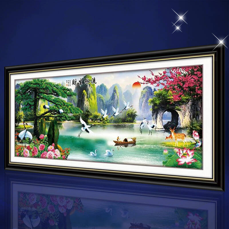 诗美诗格5d钻石画流水生财富贵版新款客厅大画方钻满钻系列 240*95