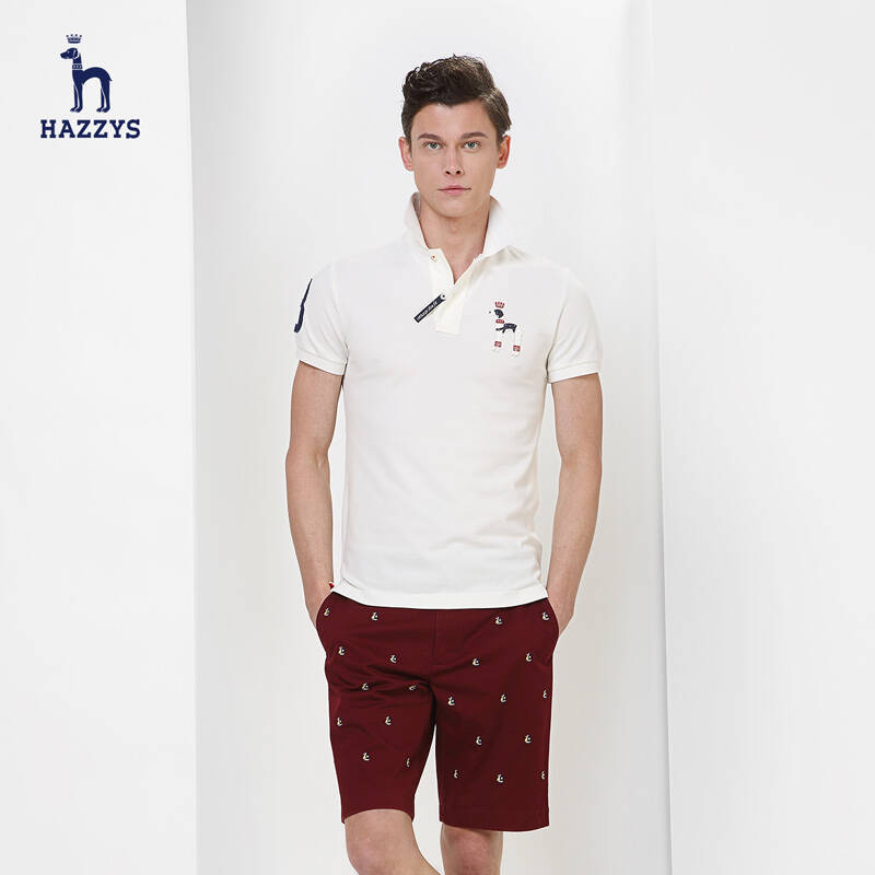 哈吉斯 hazzys 夏款男装大logo短袖t恤男士纯色polo衫