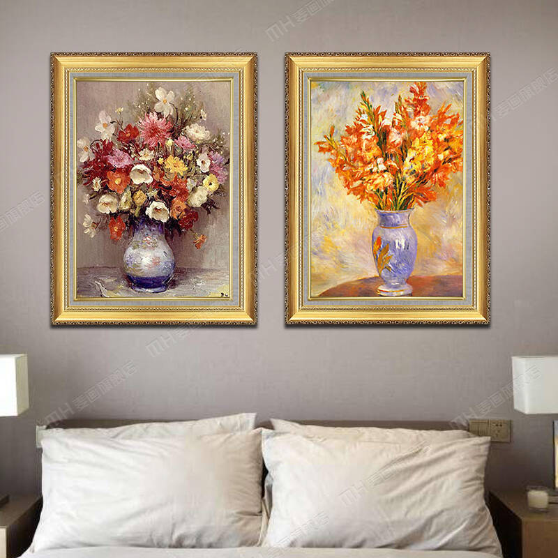 欧式油画 纯手绘花卉油画 卧室玄关挂画壁画 现代客厅