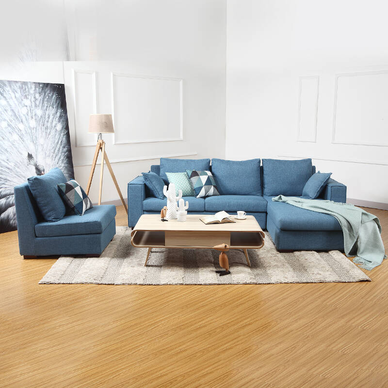曲美家具布艺沙发组合北欧棉麻沙发大户型简约环保布沙发 3人座 左
