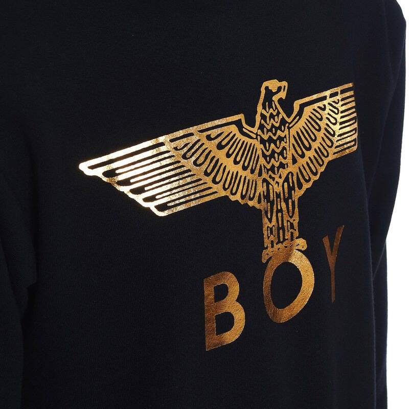 boy london 伦敦男孩 男士黑色烫金老鹰字母logo卫衣