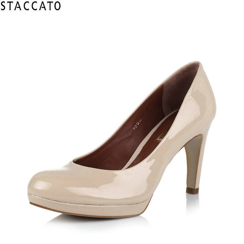 staccato/思加图黑色胎牛漆皮女皮鞋9ag40aq3 杏色 33