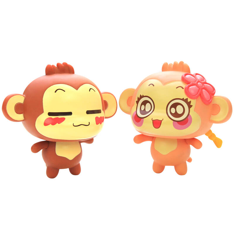 玛奇乐(mechile)悠嘻猴桌面摆件公仔 搪胶玩具公仔 创意情侣对装玩偶