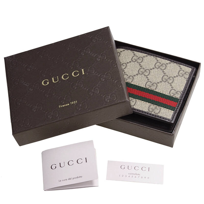 古驰gucci经典双g红绿织条短款钱包138042 kgd8r 9791
